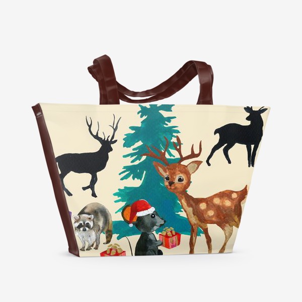 Пляжная сумка «Christmas at the forest animals»