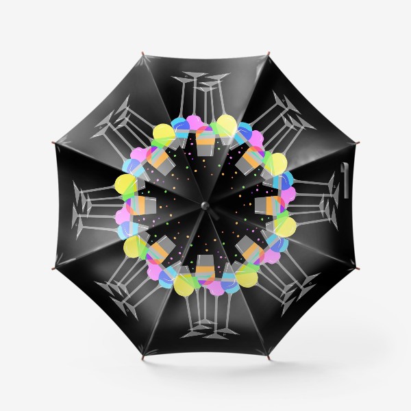 Зонт «Бокалы на чёрном фоне»