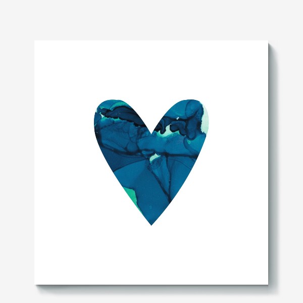 Холст «Текстурное сердечко синее»