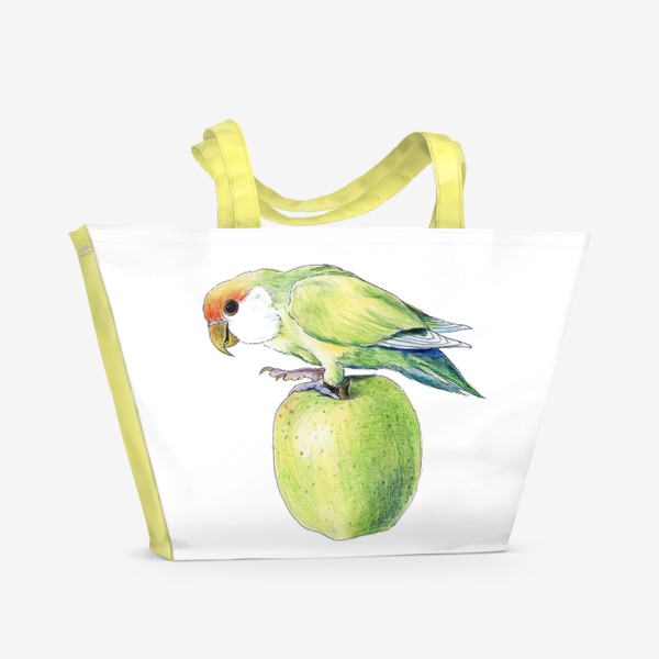 Пляжная сумка «попугай на яблоке»