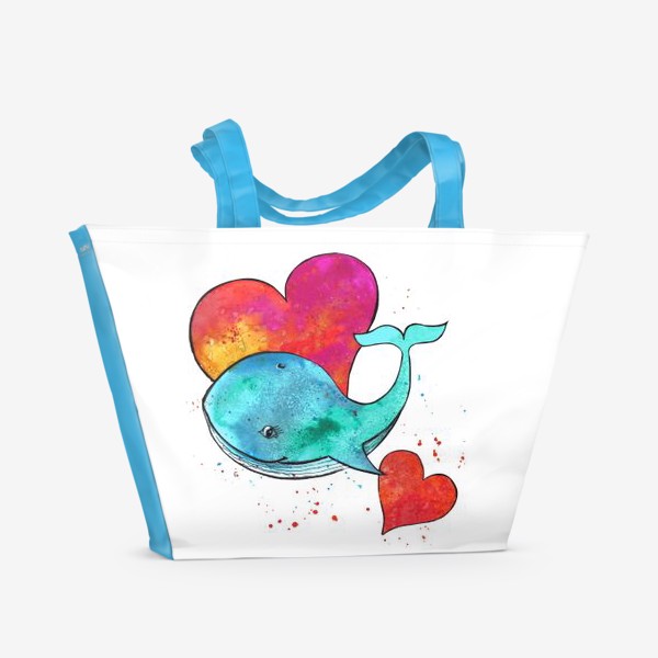 Пляжная сумка «дельфин и сердце»