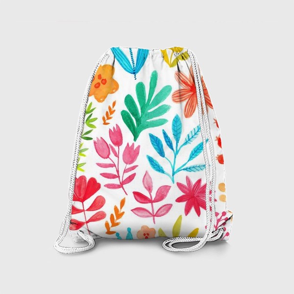 Рюкзак «Акварельный растительный разноцветный паттерн»