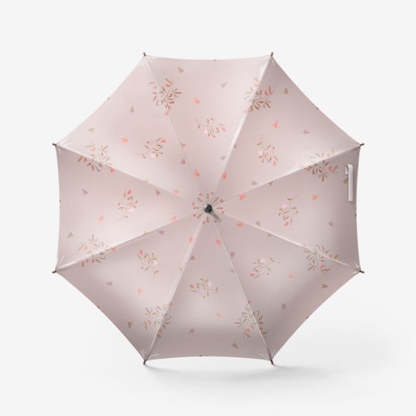 Зонт «Паттерн веточки и сердечки на пудровом фоне»