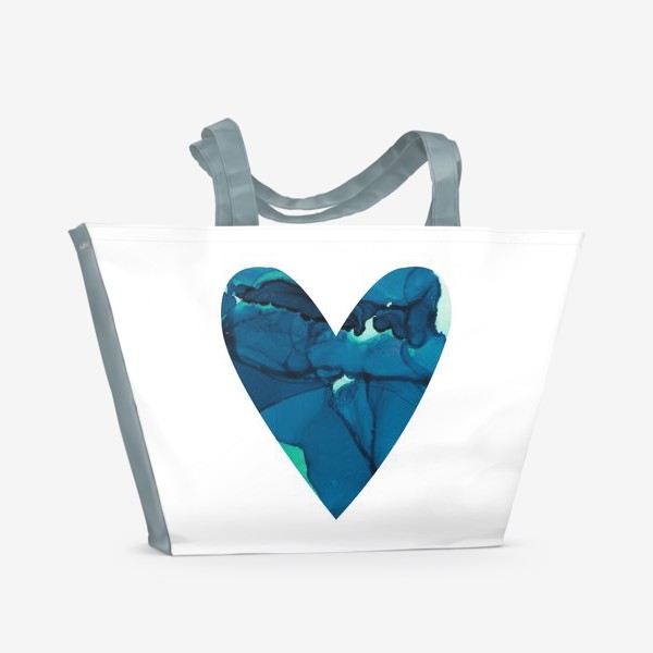 Пляжная сумка «Текстурное сердечко синее»