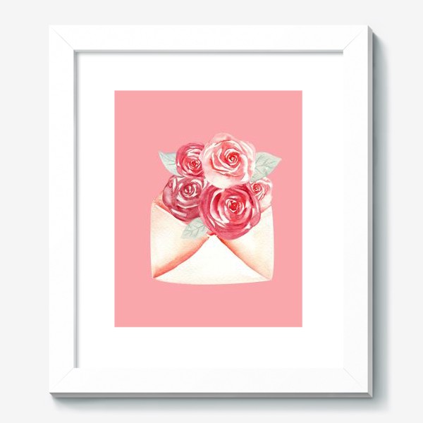 Картина «Рисунок на день Валентина с романтическими цветами в конверте»