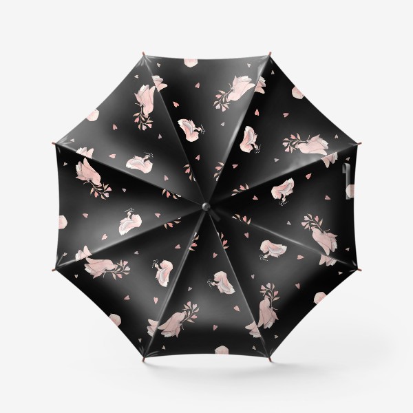 Зонт «Фенечки с веточкой и подарком на черном фоне»