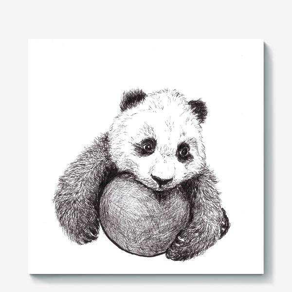 Холст «детеныш панды с мячем»