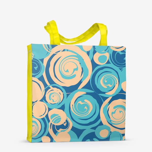 Сумка-шоппер «абстрактный фон круги и спирали на синем фоне»