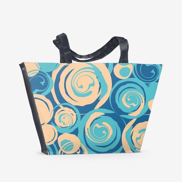 Пляжная сумка &laquo;абстрактный фон круги и спирали на синем фоне&raquo;