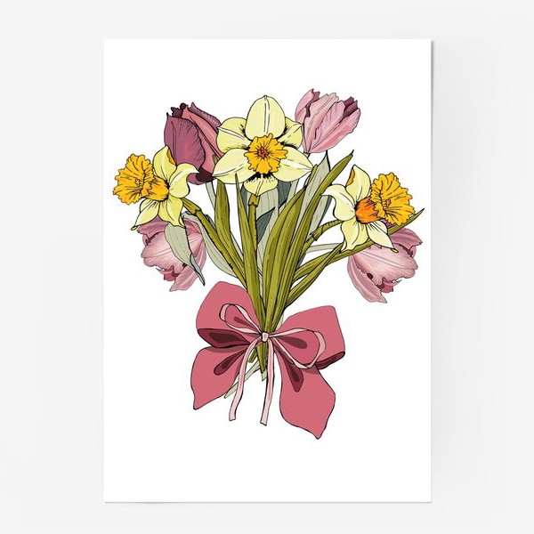 Постер «тюльпаны и нарциссы букет»