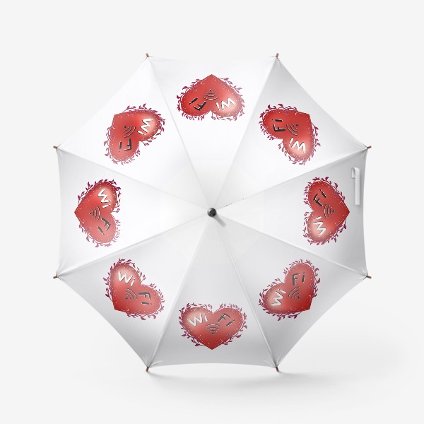 Зонт «На одной волне, излучая любовь. Для неё. Парные принты к 14 февраля. День всех влюблённых »