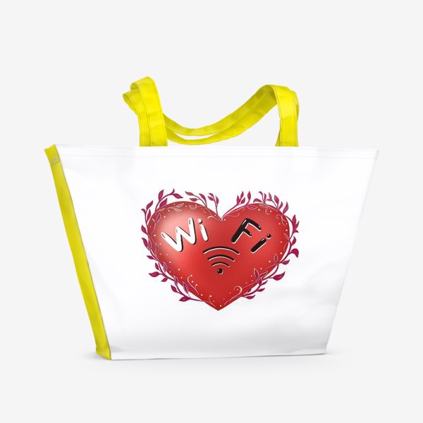 Пляжная сумка «На одной волне, излучая любовь. Для неё. Парные принты к 14 февраля. День всех влюблённых »
