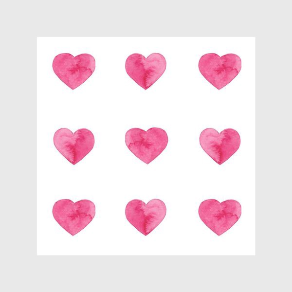 Шторы &laquo;Розовые акварельные сердца принт на белом фоне, символ любви. &raquo;