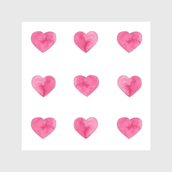 Скатерть «Розовые акварельные сердца принт на белом фоне, символ любви. »