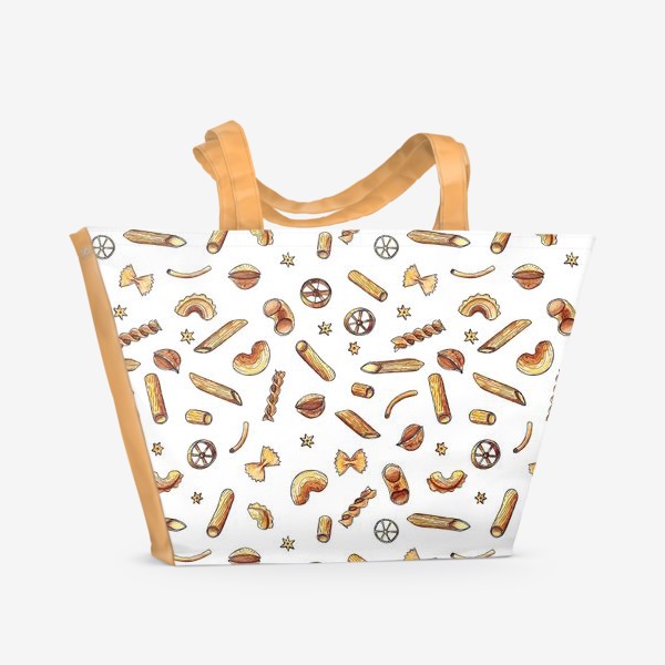 Пляжная сумка «Акварельный паттерн с пастой. Pasta pattern.»