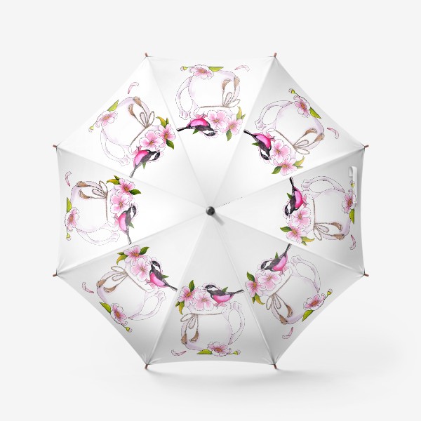 Зонт «Розовая птичка и цветы»