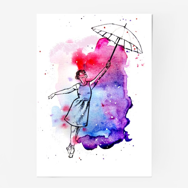 Постер «девушка с зонтом»