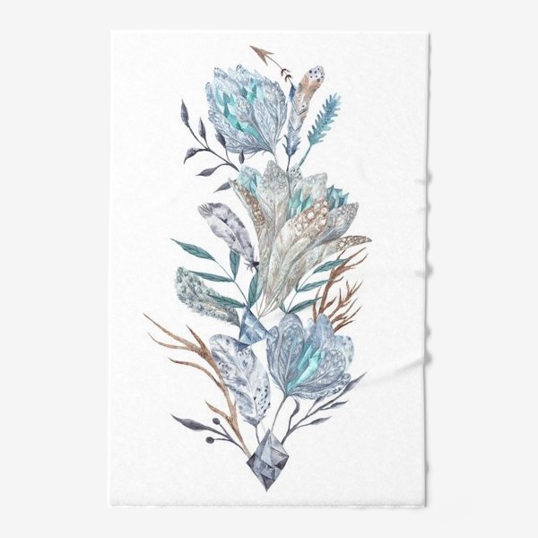 Полотенце «Принт в стиле бохо с цветами и перьями»