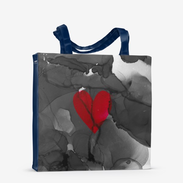 Сумка-шоппер «Красное сердце на фоне черных разводов»