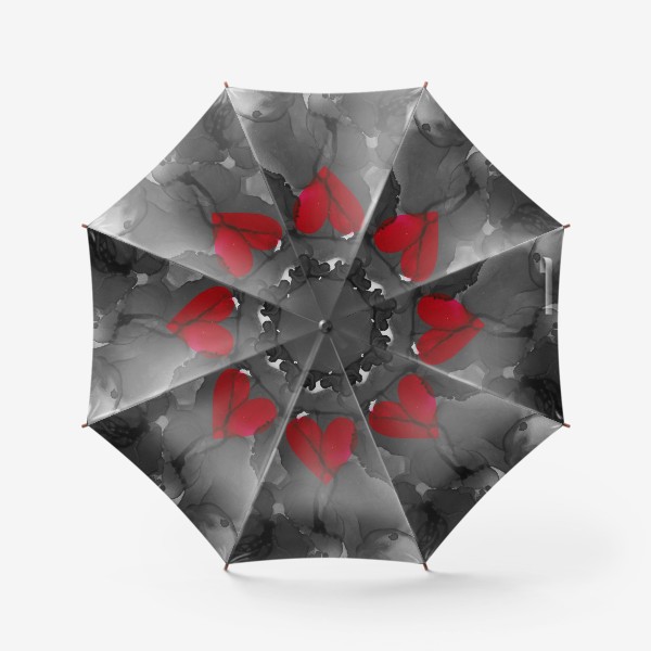 Зонт «Красное сердце на фоне черных разводов»
