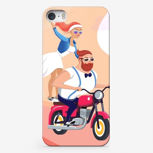 Чехол iPhone «Молодожены на мотоцикле. »