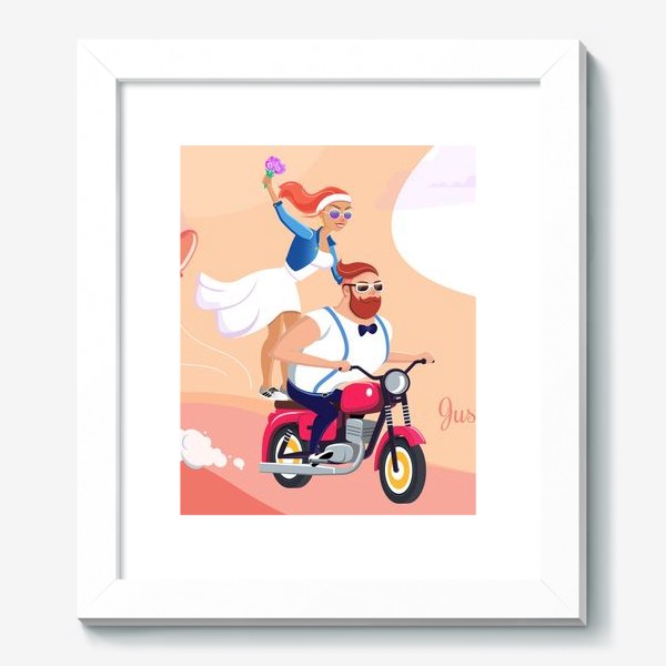 Картина «Молодожены на мотоцикле. »