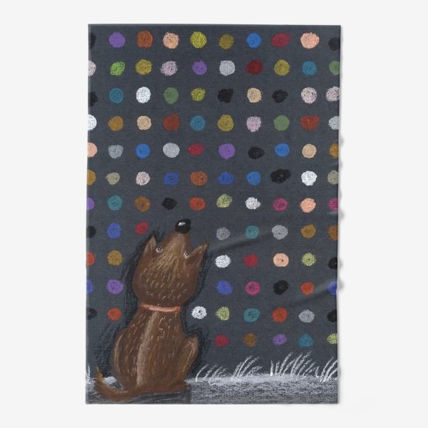Полотенце «Собака и разноцветные кругляшки»
