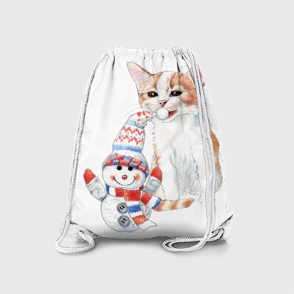 Рюкзак «котенок со снеговиком»