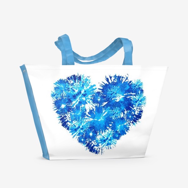 Пляжная сумка «Сердце из васильков абстракция»