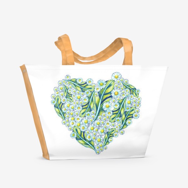 Пляжная сумка «День святого валентина сердце перья ромашки»
