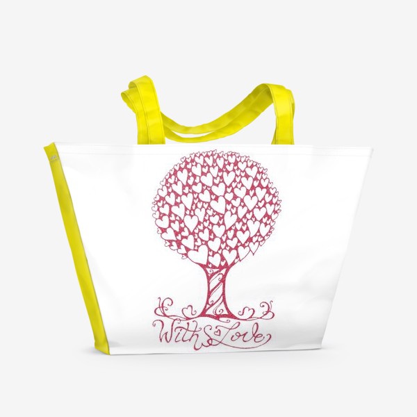 Пляжная сумка «Дерево с сердечками "С любовью"»