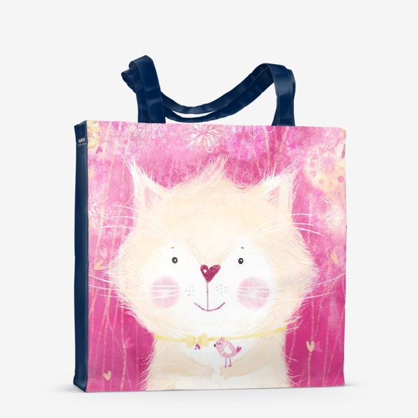 Сумка-шоппер «Котик на розовом фоне»