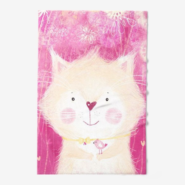 Полотенце «Котик на розовом фоне»