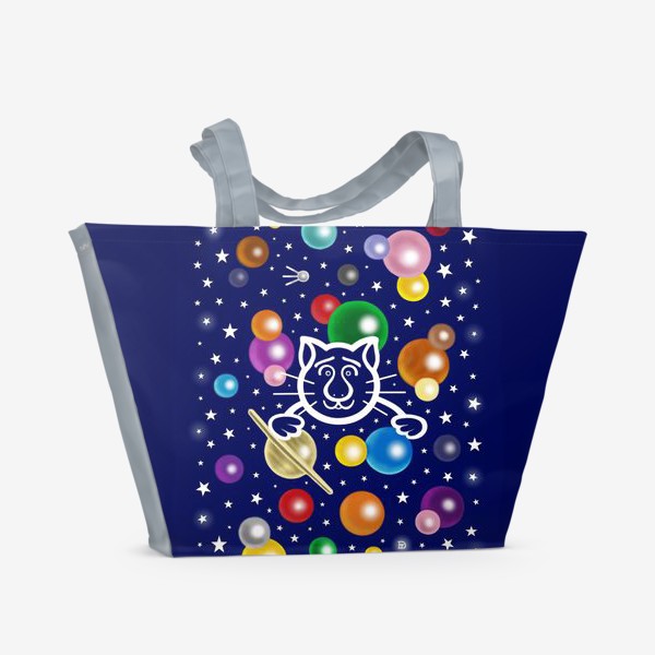 Пляжная сумка «Космический кот, или Звёздный путешественник»
