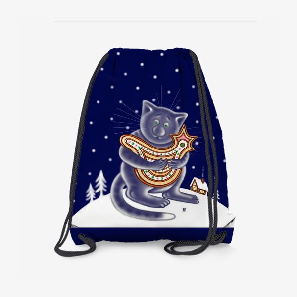 Рюкзак «Ночной зимний кот»