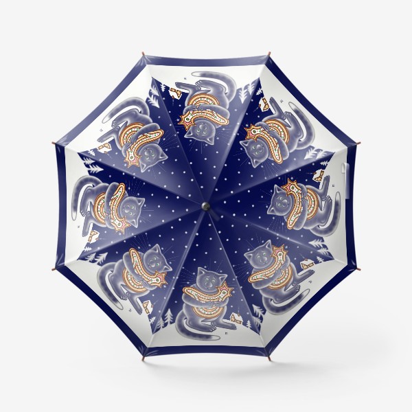 Зонт «Ночной зимний кот»