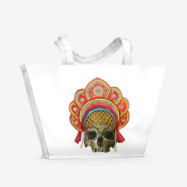 Пляжная сумка «череп в кокошнике»