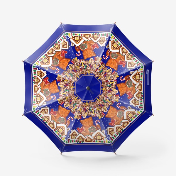 Зонт «Пряничный кот на синем фоне»