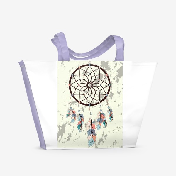Пляжная сумка «Ловец снов в стиле бохо на текстурном фоне»