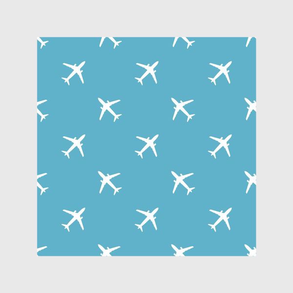 Шторы «Паттерн с белыми самолётами на голубом фоне»