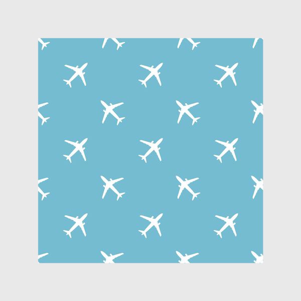 Скатерть &laquo;Паттерн с белыми самолётами на голубом фоне&raquo;
