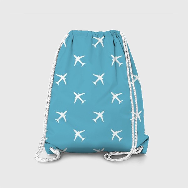 Рюкзак «Паттерн с белыми самолётами на голубом фоне»