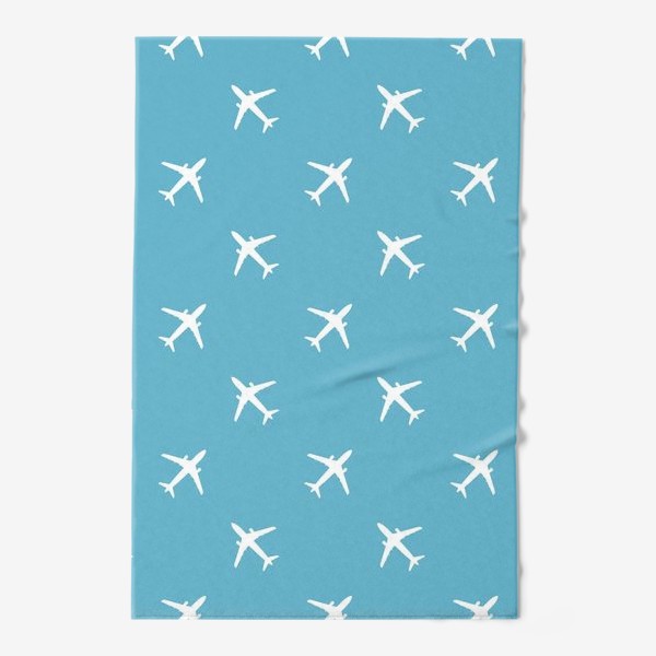 Полотенце «Паттерн с белыми самолётами на голубом фоне»