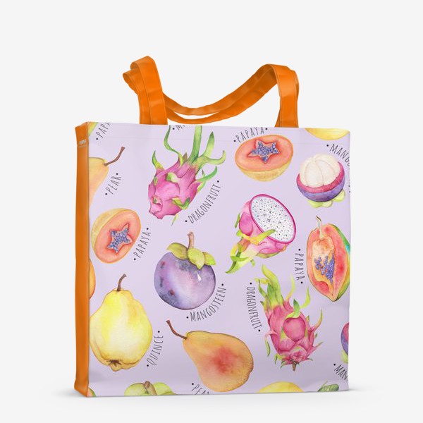 Сумка-шоппер «Сочные тропические фрукты: манго, груша, лимон, драгонфрут и папайа»