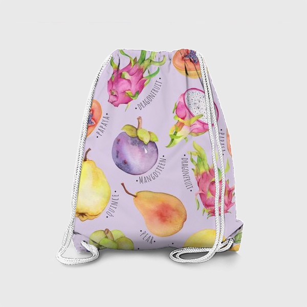 Рюкзак «Сочные тропические фрукты: манго, груша, лимон, драгонфрут и папайа»