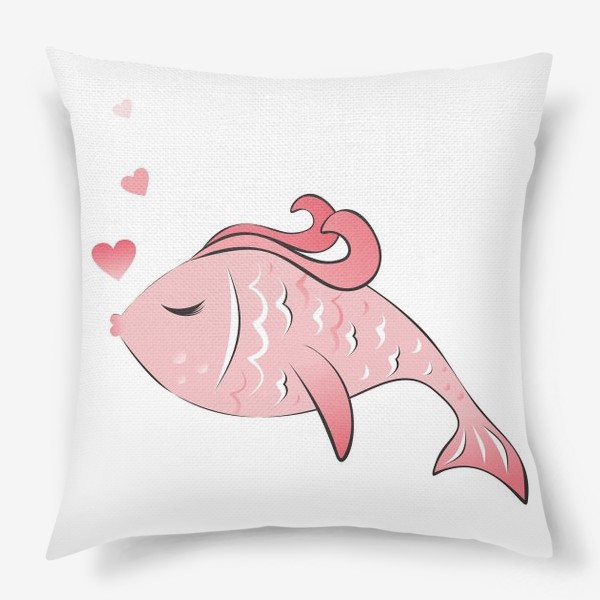 Подушка «Парный принт Розовая рыба с сердцем»