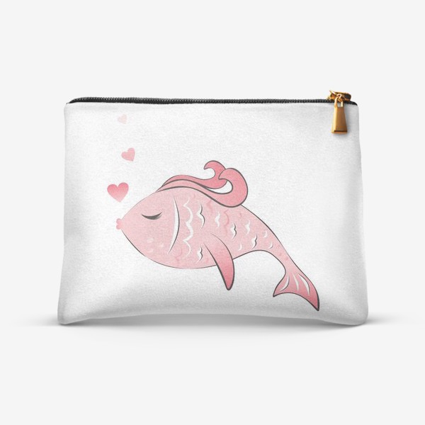 Косметичка «Парный принт Розовая рыба с сердцем»