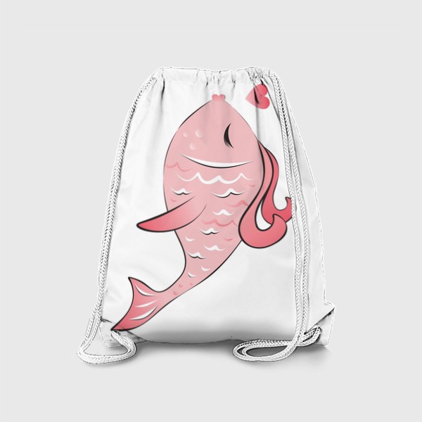 Рюкзак «Парный принт Розовая рыба с сердцем»
