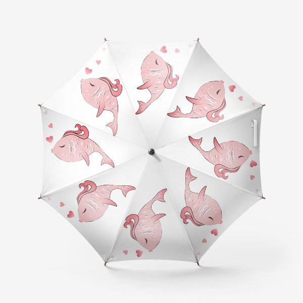 Зонт &laquo;Парный принт Розовая рыба с сердцем&raquo;
