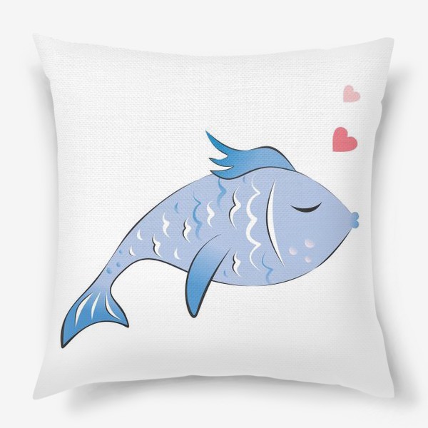 Подушка «Парный принт Синяя рыба с сердцем»